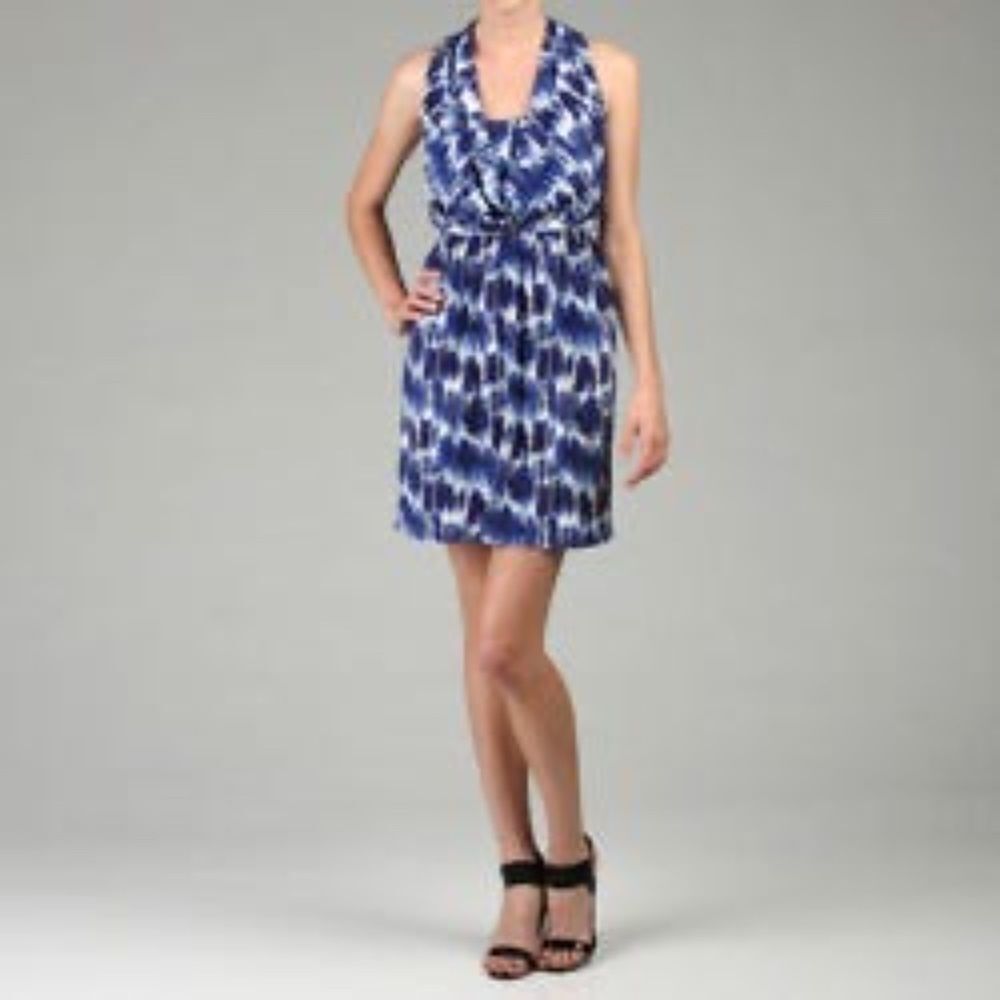 Max & Cleo Cowl Neck Print Jersey‎ Dress Sz M